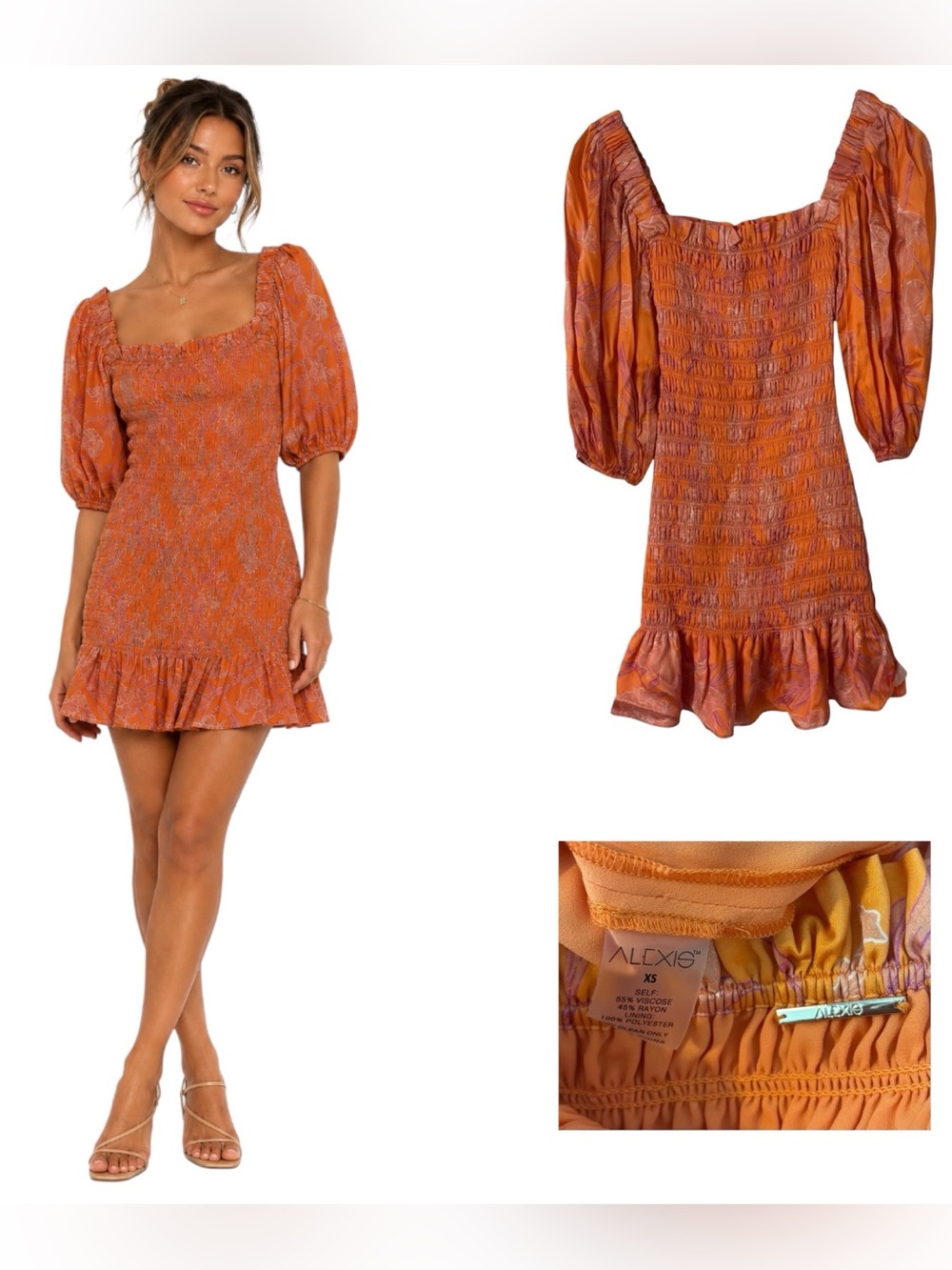 Alexis Lipari Floral Ruched Mini Dress